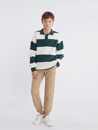 LCW Kids Petrol Polo Yaka Erkek Çocuk Triko Kazak