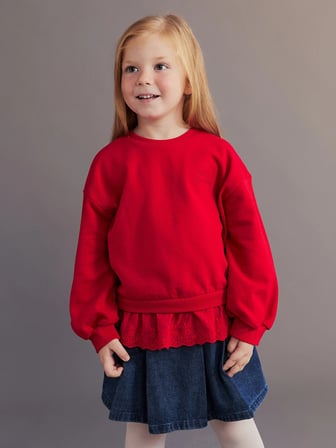 LCW Kids Kırmızı Fisto Detaylı Kız Çocuk Sweatshirt