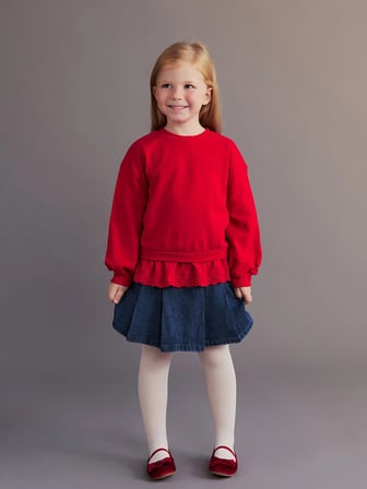 LCW Kids Kırmızı Fisto Detaylı Kız Çocuk Sweatshirt