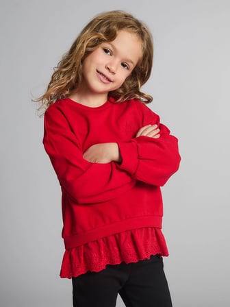 LCW Kids Kırmızı Fisto Detaylı Kız Çocuk Sweatshirt