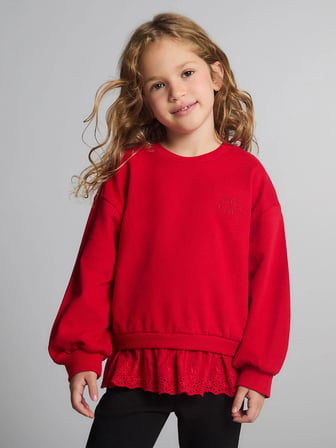 LCW Kids Kırmızı Fisto Detaylı Kız Çocuk Sweatshirt