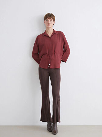 LCWAIKIKI Classic Kırmızı Büyük Beden Dokulu Kadın Gömlek