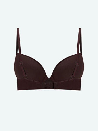 LCW DREAM Mürdüm Balenli Dolgusuz Düz Tişört Sütyen