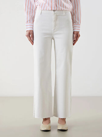 LCW Modest Beyaz Wideleg Kadın Jean Pantolon