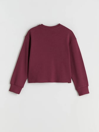 LCW Kids Mürdüm Bisiklet Yaka Baskılı Kız Çocuk Sweatshirt