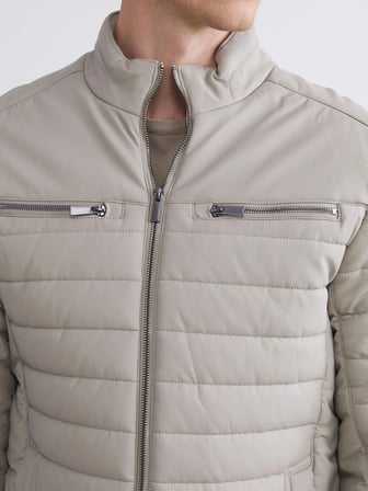 LCW Vision Bej Slim Fit Dik Yaka Erkek Deri Görünümlü Mont