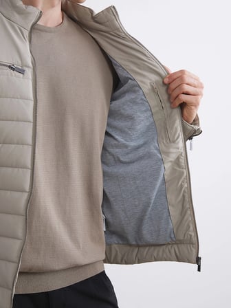 LCW Vision Bej Slim Fit Dik Yaka Erkek Deri Görünümlü Mont