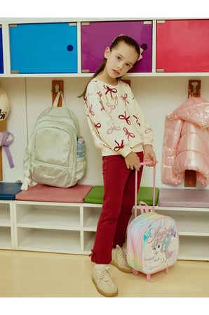 LCW KidsEkru Fiyonk Baskılı Kız Çocuk Sweatshirt Ve Tayt 2'li