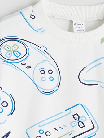 LCW Kids Ekru Baskılı Erkek Çocuk Sweatshirt ve Eşofman Alt 2'li