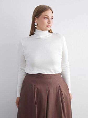 LCWAIKIKI Classic Ekru Balıkçı Yaka Kadın Triko Kazak