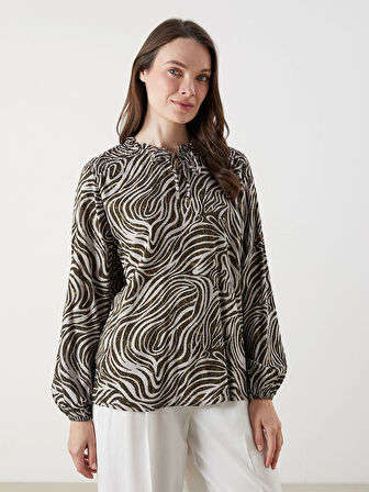 LCW Grace Karışık Bağlamalı Yaka Desenli Bluz