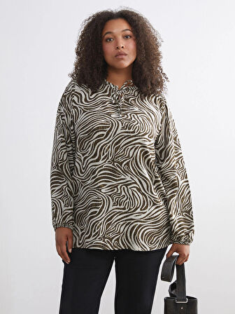 LCW Grace Karışık Bağlamalı Yaka Desenli Bluz