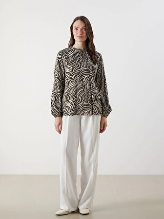 LCW Grace Karışık Bağlamalı Yaka Desenli Bluz