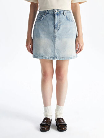 LCW Vision Indigo Standart Fit Kadın Jean Etek