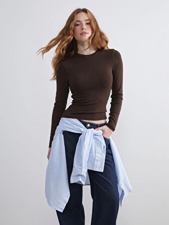 XSIDE Kahverengi Bisiklet Yaka Kadın Body