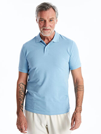 LCWAIKIKI Classic Mavi Polo Yaka Kısa Kollu Pike Erkek Tişört