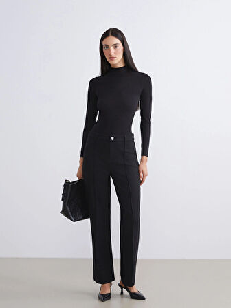 LCWAIKIKI Classic Siyah Büyük Beden Dar Fit İspanyol Paça Kadın Pantolon