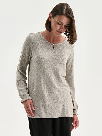 LCW Grace Bej Bisiklet Yaka Bluz