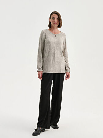 LCW Grace Bej Bisiklet Yaka Bluz