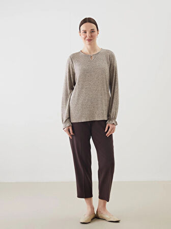 LCW Grace Bej Bisiklet Yaka Bluz