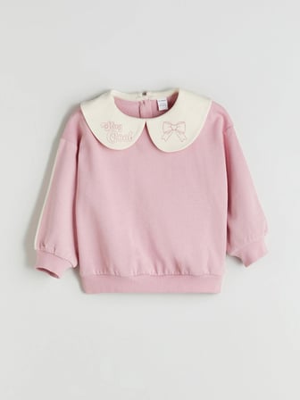 LCW Kids Pembe Bebe Yaka Kız Çocuk Sweatshirt