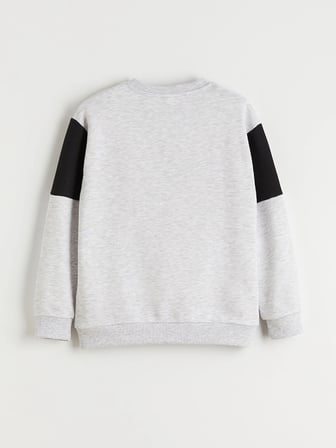 LCW Kids Gri Bisiklet Yaka PlayStation Baskılı Erkek Çocuk Sweatshirt