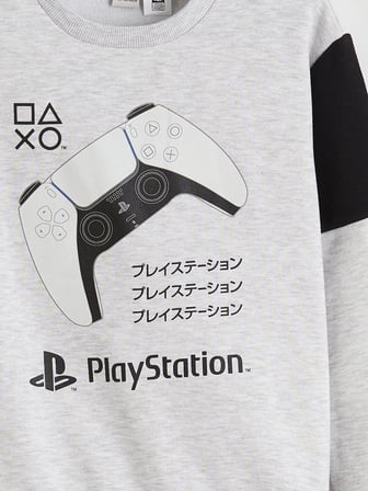 LCW Kids Gri Bisiklet Yaka PlayStation Baskılı Erkek Çocuk Sweatshirt