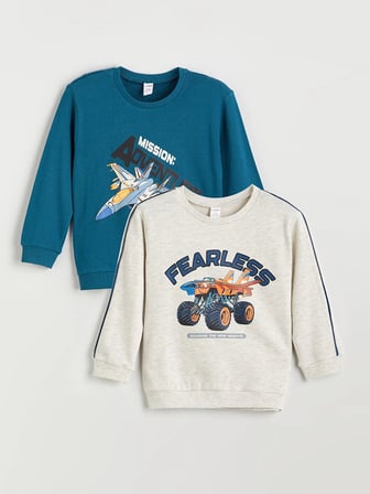 LCW Kids Petrol Bisiklet Yaka Erkek Çocuk Sweatshirt 2'li