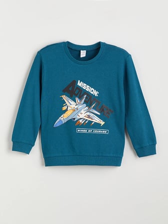 LCW Kids Petrol Bisiklet Yaka Erkek Çocuk Sweatshirt 2'li