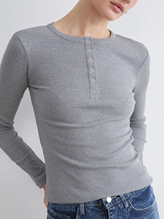 LCWAIKIKI Classic Antrasit Bisiklet Yaka Kadın Body