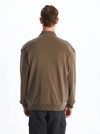 XSIDE Kahverengi Dik Yaka Baskılı Erkek Sweatshirt