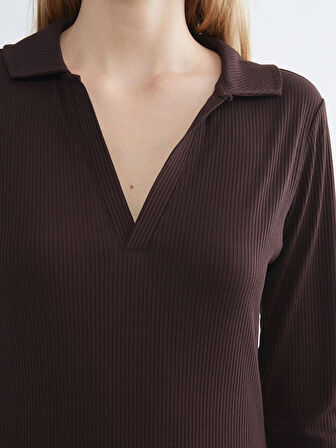 LCWAIKIKI Classic Kahverengi Polo Yaka Kadın Tişört