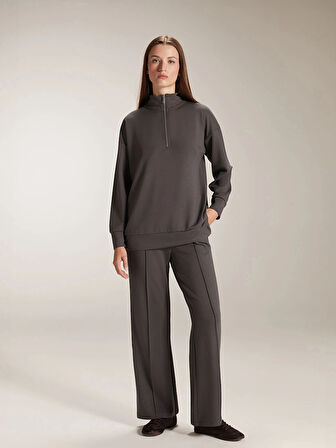 LCW Comfort Antrasit Dik Yaka Kadın Sweatshirt