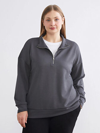 LCW Comfort Antrasit Dik Yaka Kadın Sweatshirt
