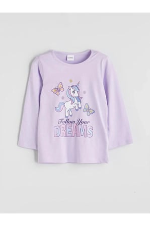 Bisiklet Yaka Kız Çocuk Pijama Takım 2'li (W5)