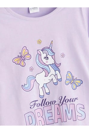 Bisiklet Yaka Kız Çocuk Pijama Takım 2'li (W5)
