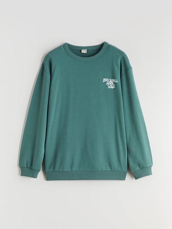 LCW Kids Petrol Bisiklet Yaka Erkek Çocuk Sweatshirt