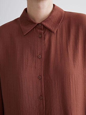 LCWAIKIKI Classic Kahverengi Dokulu Kadın Gömlek