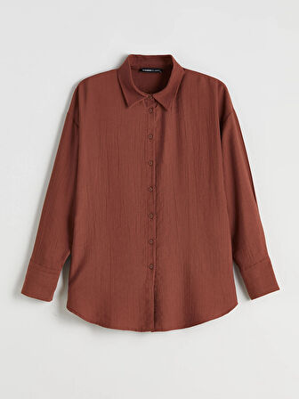 LCWAIKIKI Classic Kahverengi Dokulu Kadın Gömlek