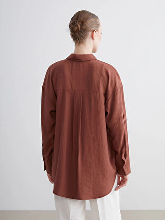 LCWAIKIKI Classic Kahverengi Dokulu Kadın Gömlek