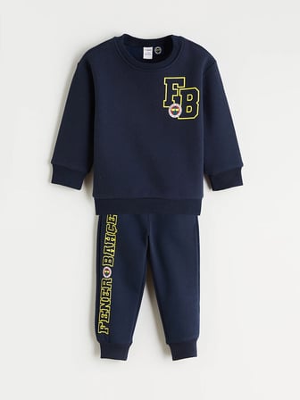 LCW Kids Lacivert Fenerbahçe Baskılı Erkek Çocuk Kalın Sweatshirt ve Eşofman Altı