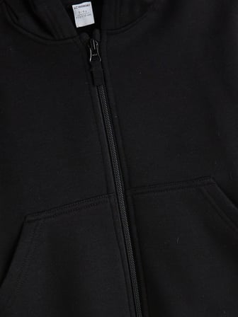LCW Kids Siyah Kapüşonlu Erkek Çocuk Kalın Fermuarlı Sweatshirt