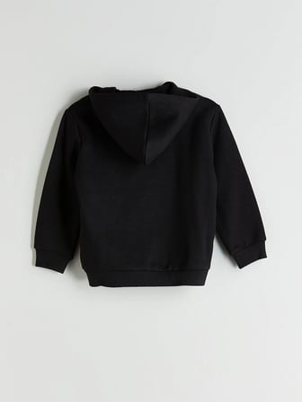 LCW Kids Siyah Kapüşonlu Erkek Çocuk Kalın Fermuarlı Sweatshirt