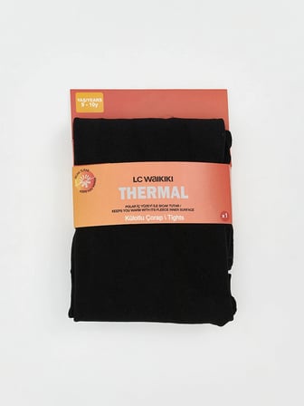 LCW Kids Siyah Basic Kız Çocuk Termal Külotlu Çorap