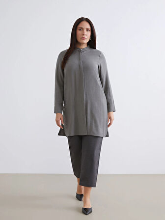 LCW Grace Antrasit Beli Lastikli Desenli Kadın Pantolon