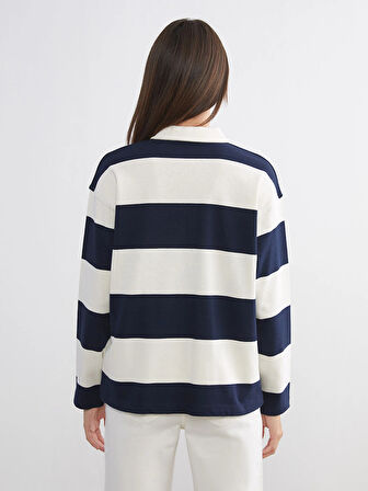 LCW Vision Karışık Polo Yaka Çizgili Kadın Tişört