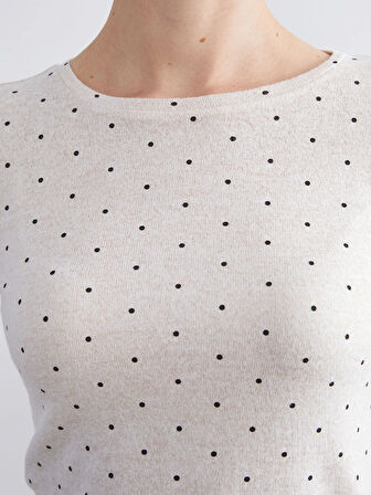 LCWAIKIKI Basic Bej Bisiklet Yaka Puantiyeli Kadın Body