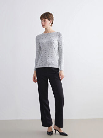 LCWAIKIKI Basic Siyah Bisiklet Yaka Puantiyeli Kadın Body