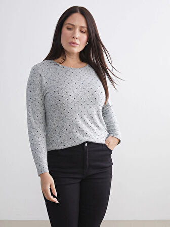 LCWAIKIKI Basic Siyah Bisiklet Yaka Puantiyeli Kadın Body