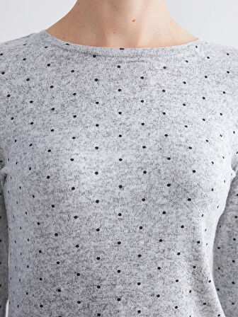 LCWAIKIKI Basic Siyah Bisiklet Yaka Puantiyeli Kadın Body